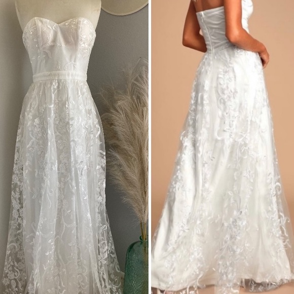 Lulus Andria White Embroidered Strapless Dress - Picture 5 of 10